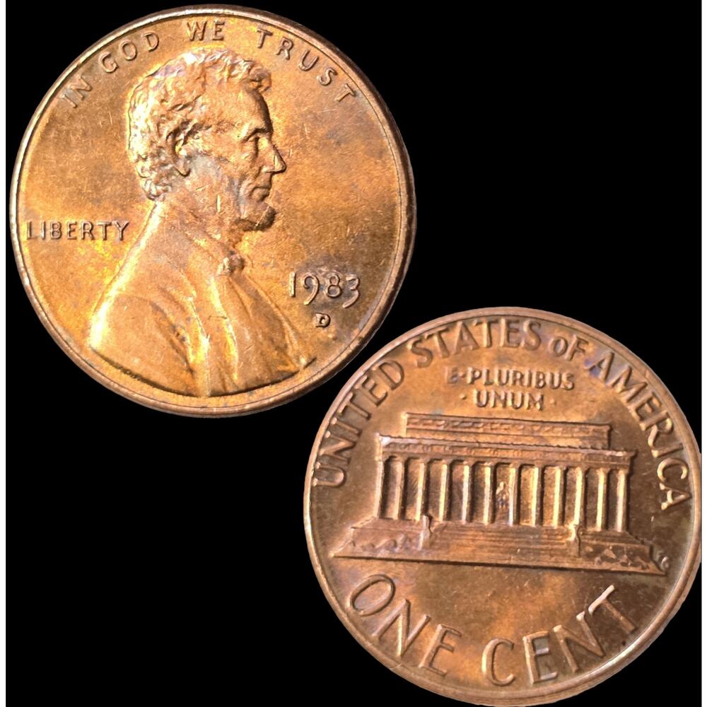 1983d Lincoln Memorial Cent Strike Through Double Die Double Ear Variety READ
